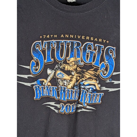 Sturgis Black Hills Rally 2014 74th Anniversary T-Shirt XS Black Double Side USA - Picture 4 of 8